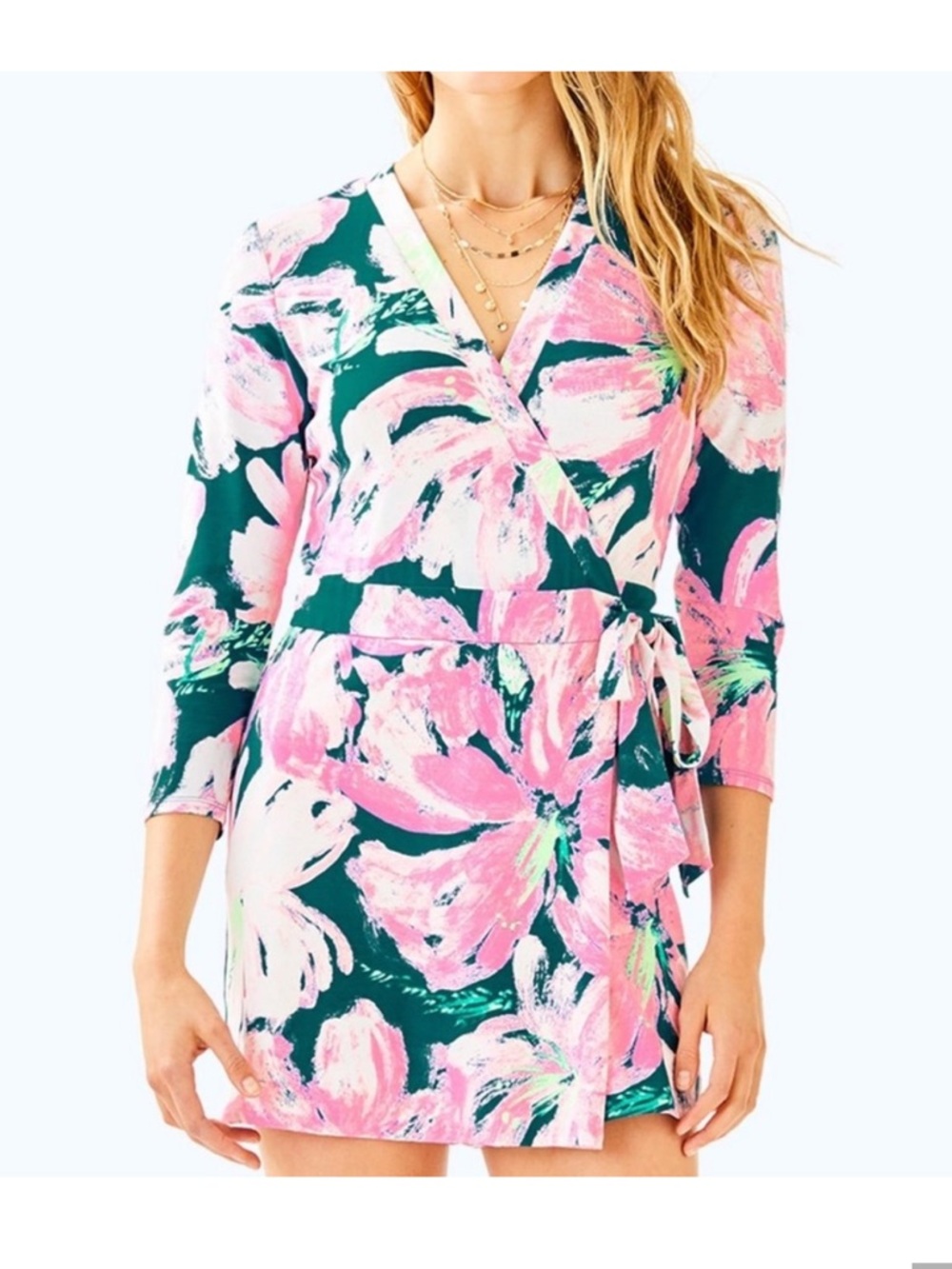 Lilly Pulitzer Karlie Wrap Romper Sz XS Tidal Wave Floral Print